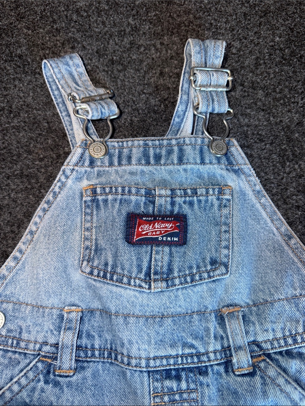 XL 18-24 Month Old Vintage Light Blue Denim Kids Overalls with Front Pocket
